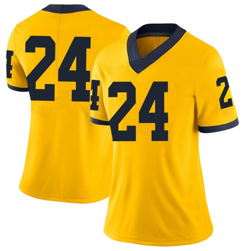 Zach Charbonnet Michigan Wolverines Women's NCAA #24 Maize Limited Brand Jordan College Stitched Football Jersey TYW6854QW